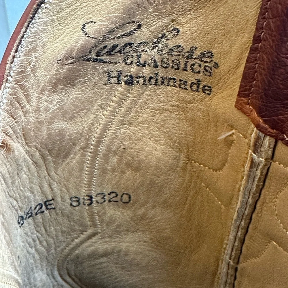 Lucchese classic handmade Ostrich Brown/ Tan Cowboy Boots size 9.5